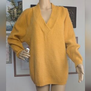 Lamb's Wool & Angora Blend Goldenrod Yellow Crossover Vneck Sweater Medium